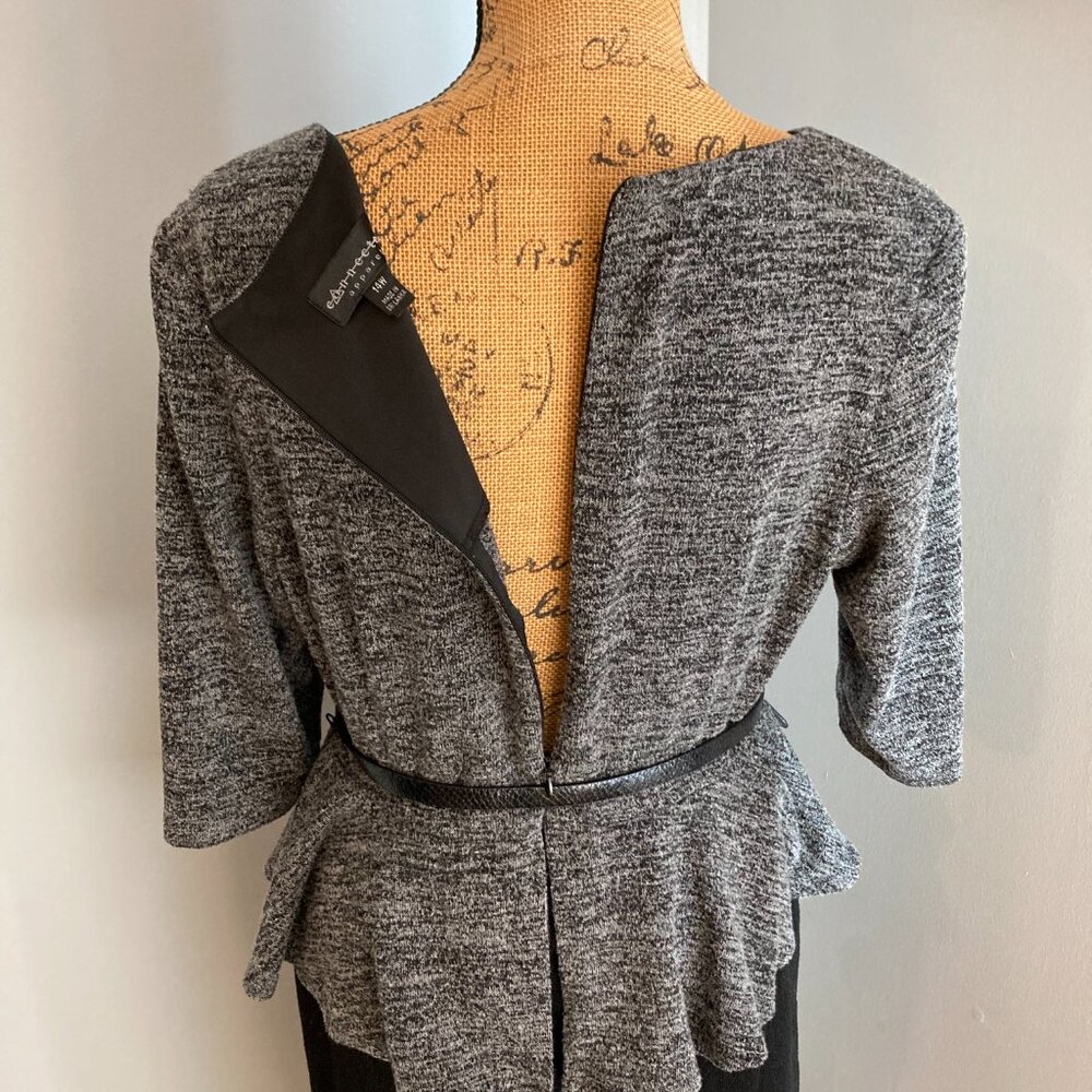Connected Apparel Dress Women Size 14 W Black Gray Knit Peplum - Picture 5 of 8